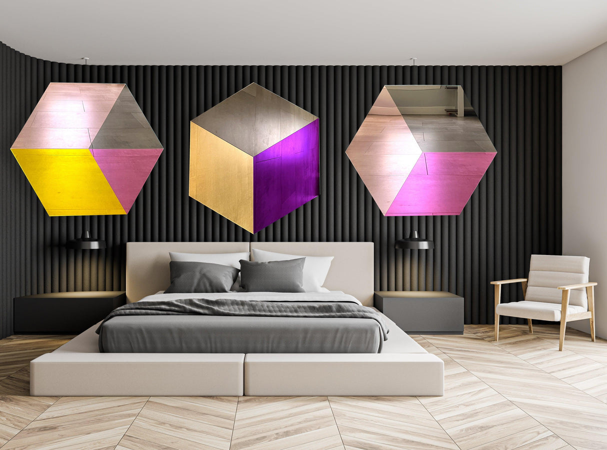Hexagon Art Mirrored Acrylic Wall Sculpture - uniqstiq