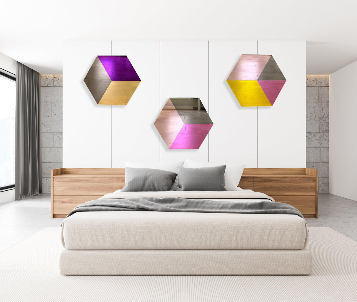 Hexagon Art Mirrored Acrylic Wall Sculpture - uniqstiq