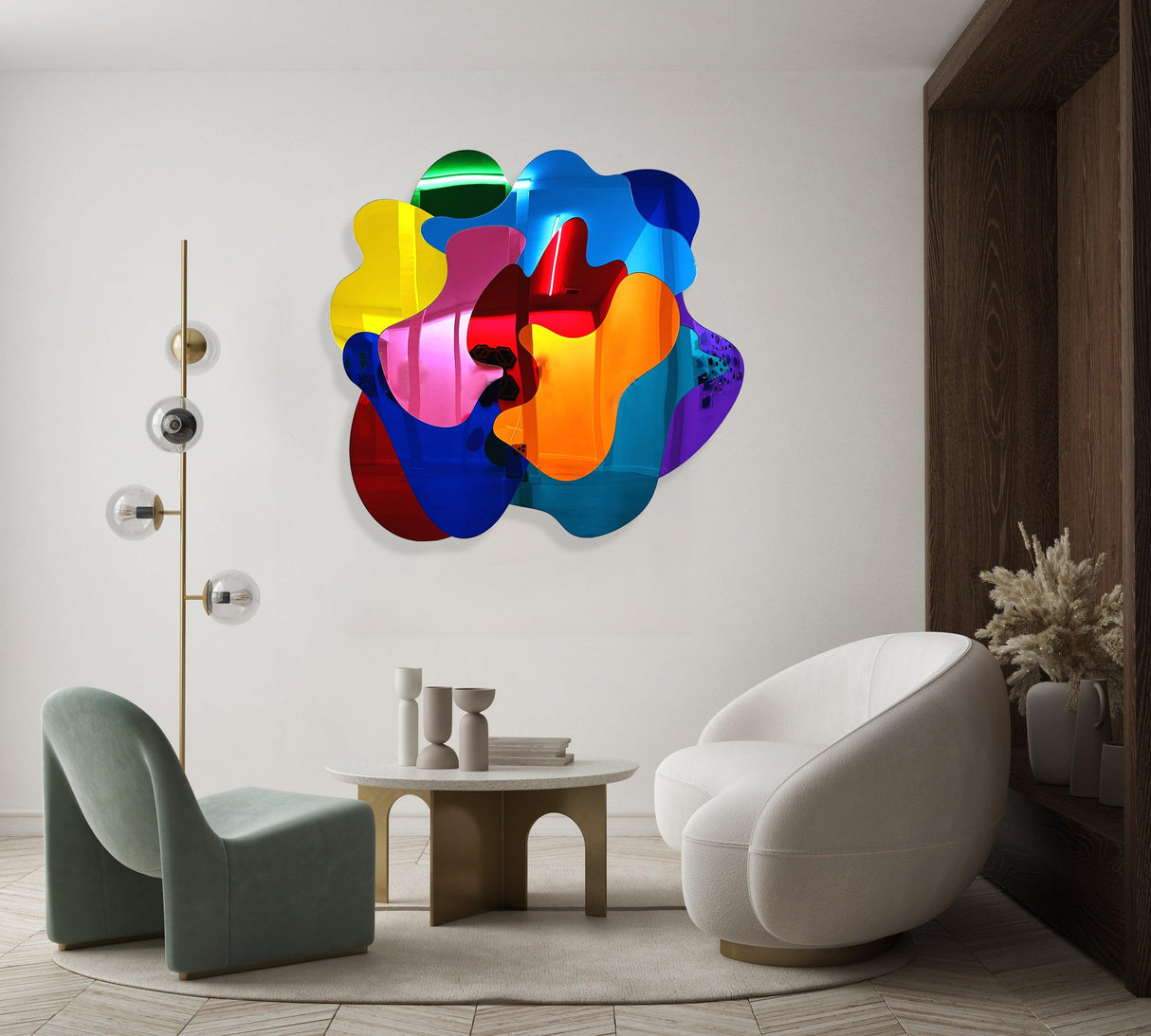 Large Mirrored Acrylic Multicolor Wall Art - uniqstiq