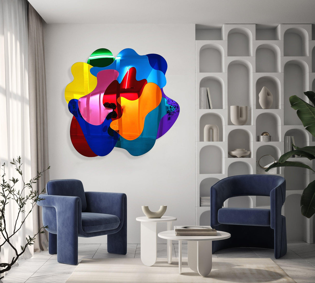 Large Mirrored Acrylic Multicolor Wall Art - uniqstiq