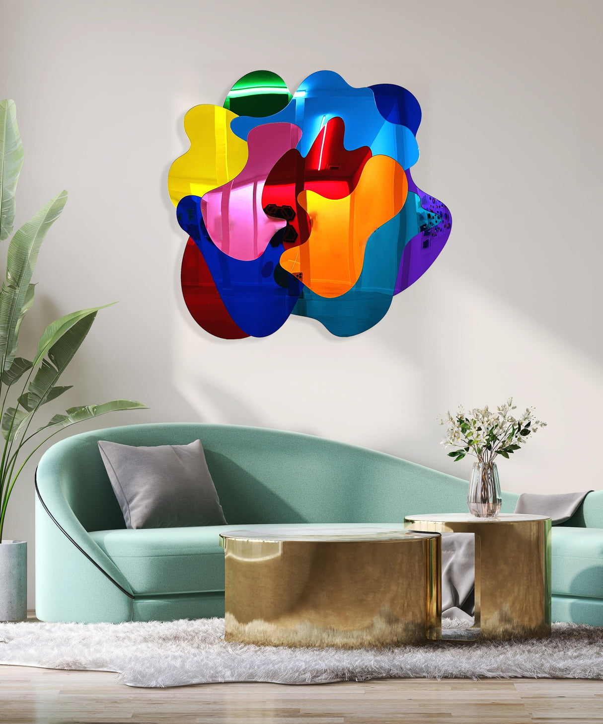 Large Mirrored Acrylic Multicolor Wall Art - uniqstiq