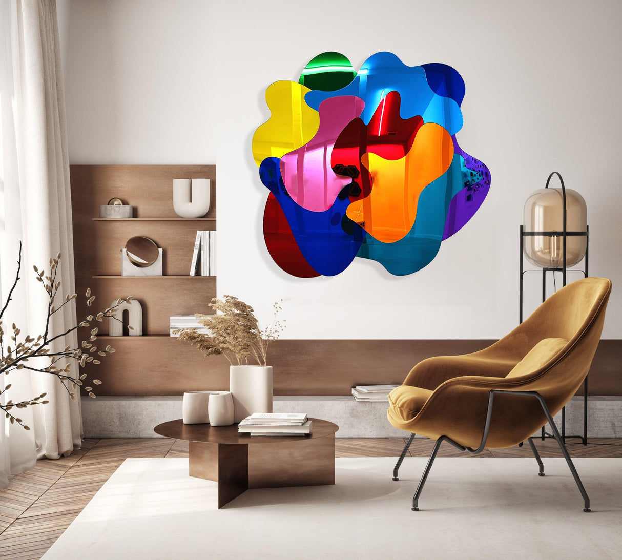 Large Mirrored Acrylic Multicolor Wall Art - uniqstiq
