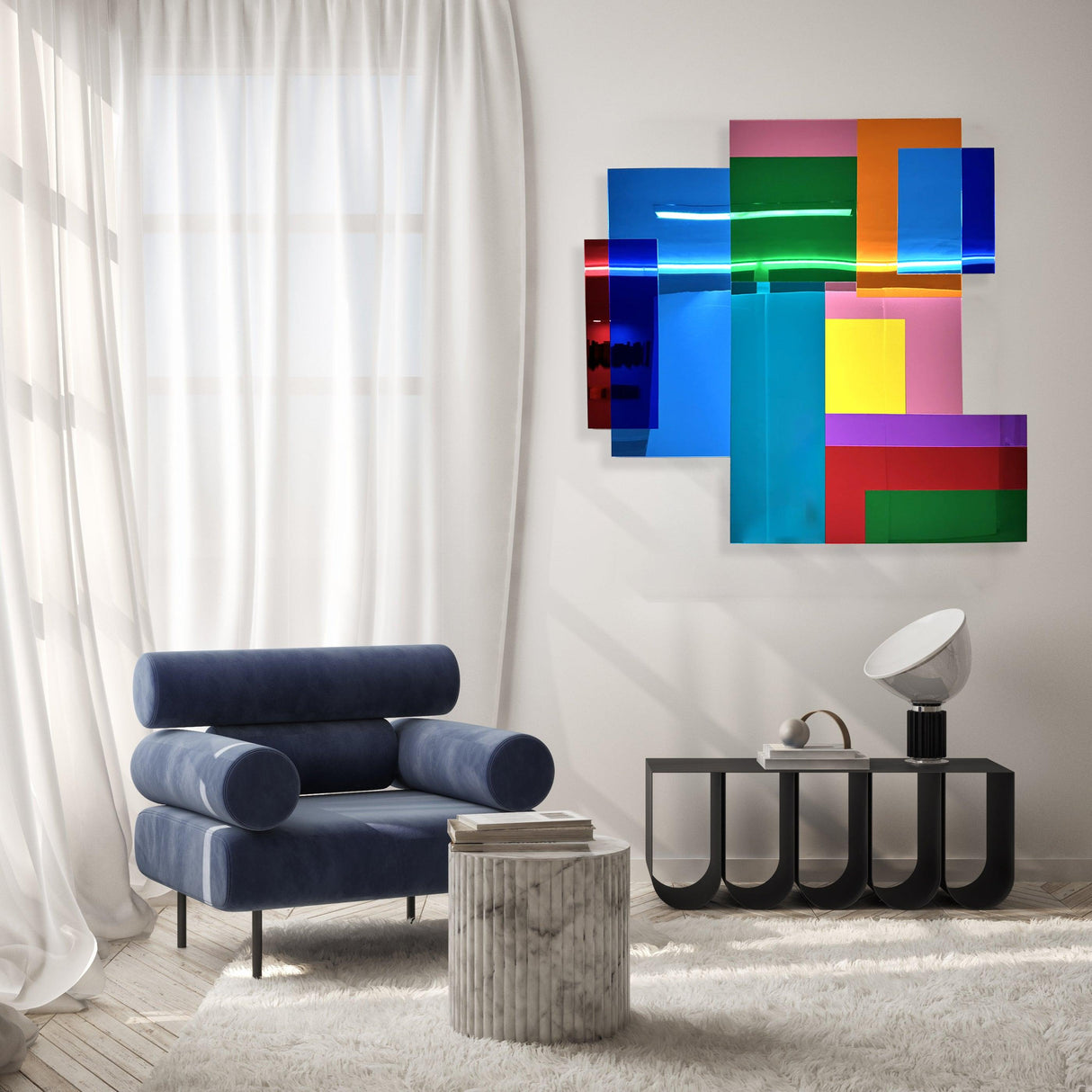Large Mirrored Acrylic Spectrum Geometry Wall Art - uniqstiq