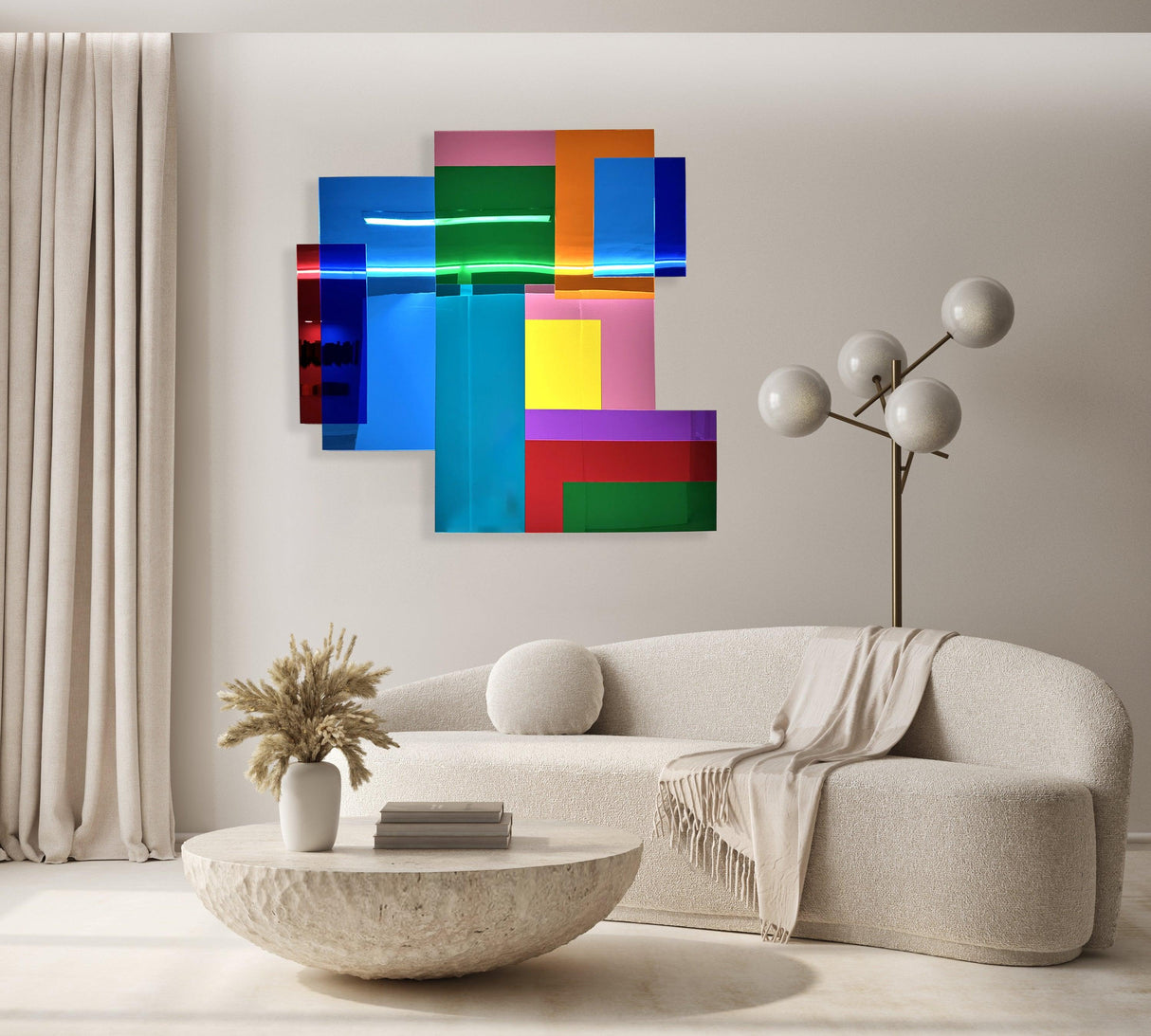 Large Mirrored Acrylic Spectrum Geometry Wall Art - uniqstiq