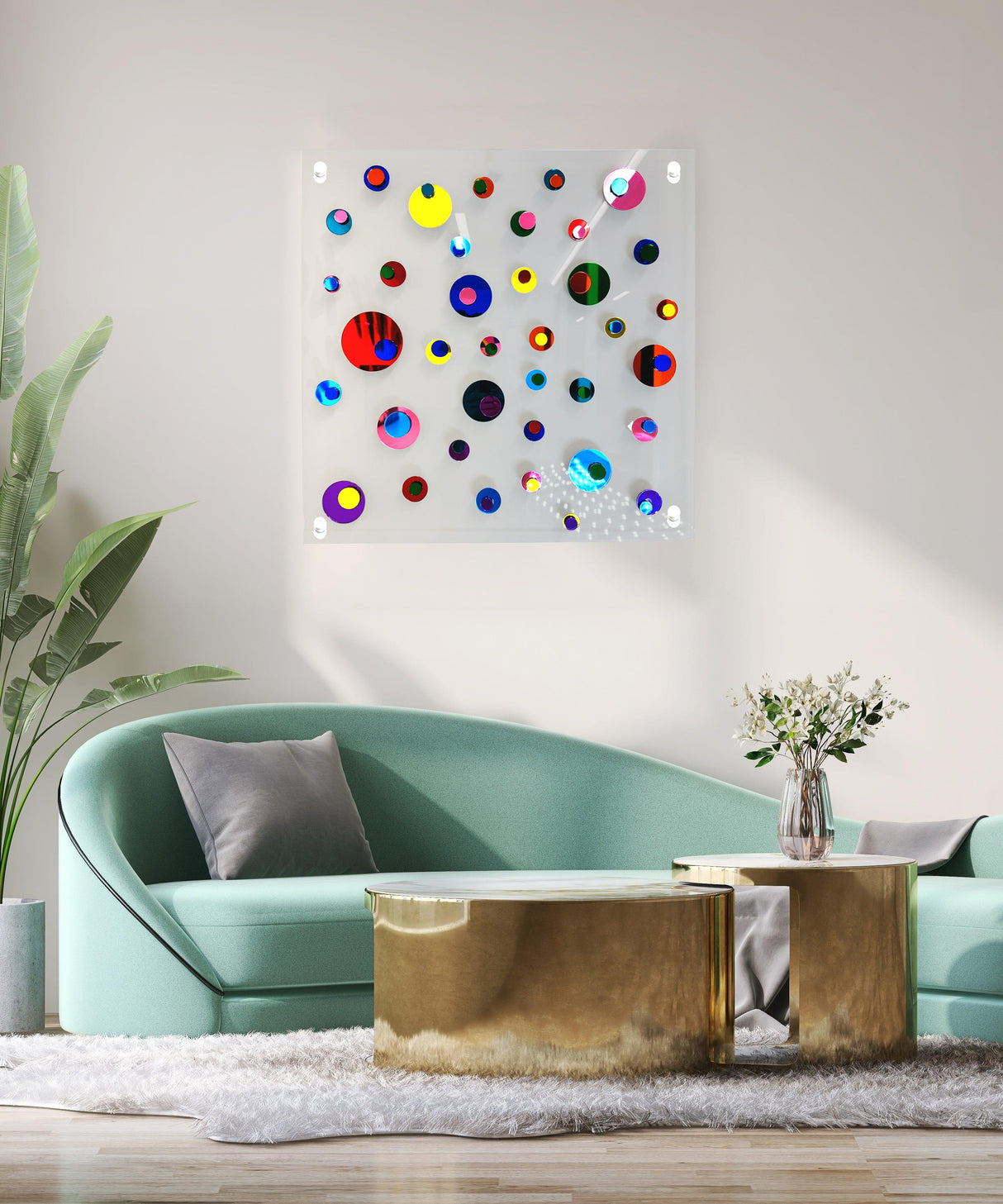 Mirrored Acrylic Multicolor Square Wall Art - uniqstiq