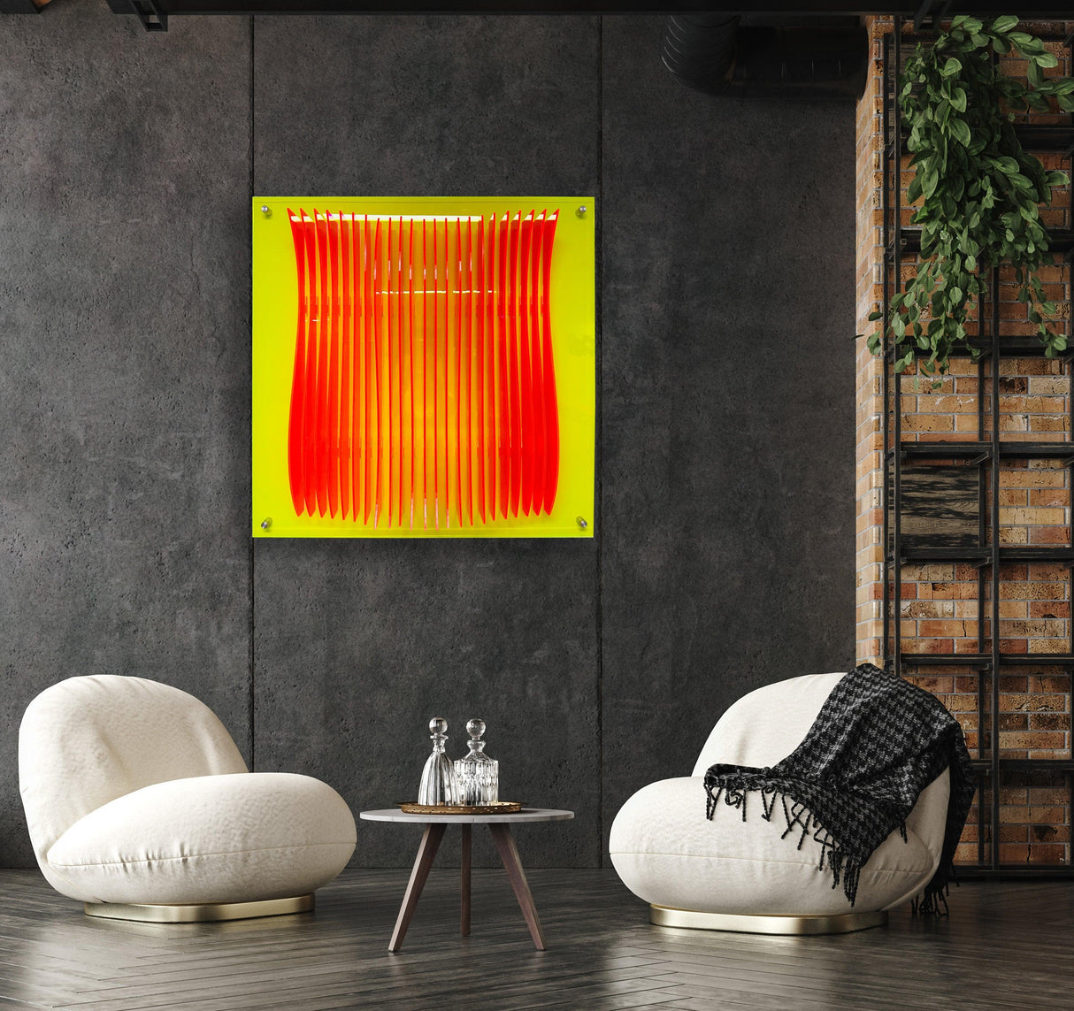 Parametric Wave Wall Art Fluorescent Transparent Acrylic - uniqstiq