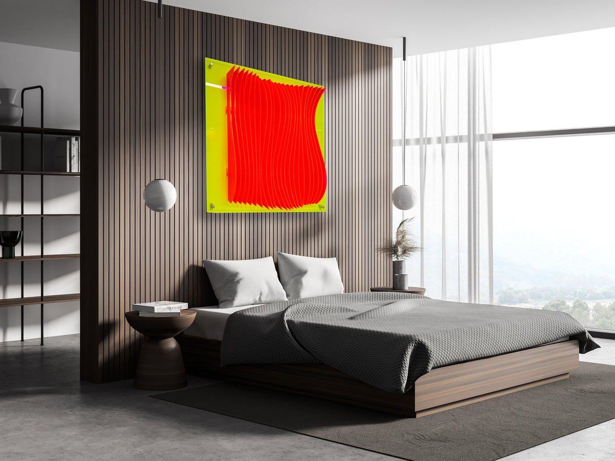 Parametric Wave Wall Art Fluorescent Transparent Acrylic - uniqstiq