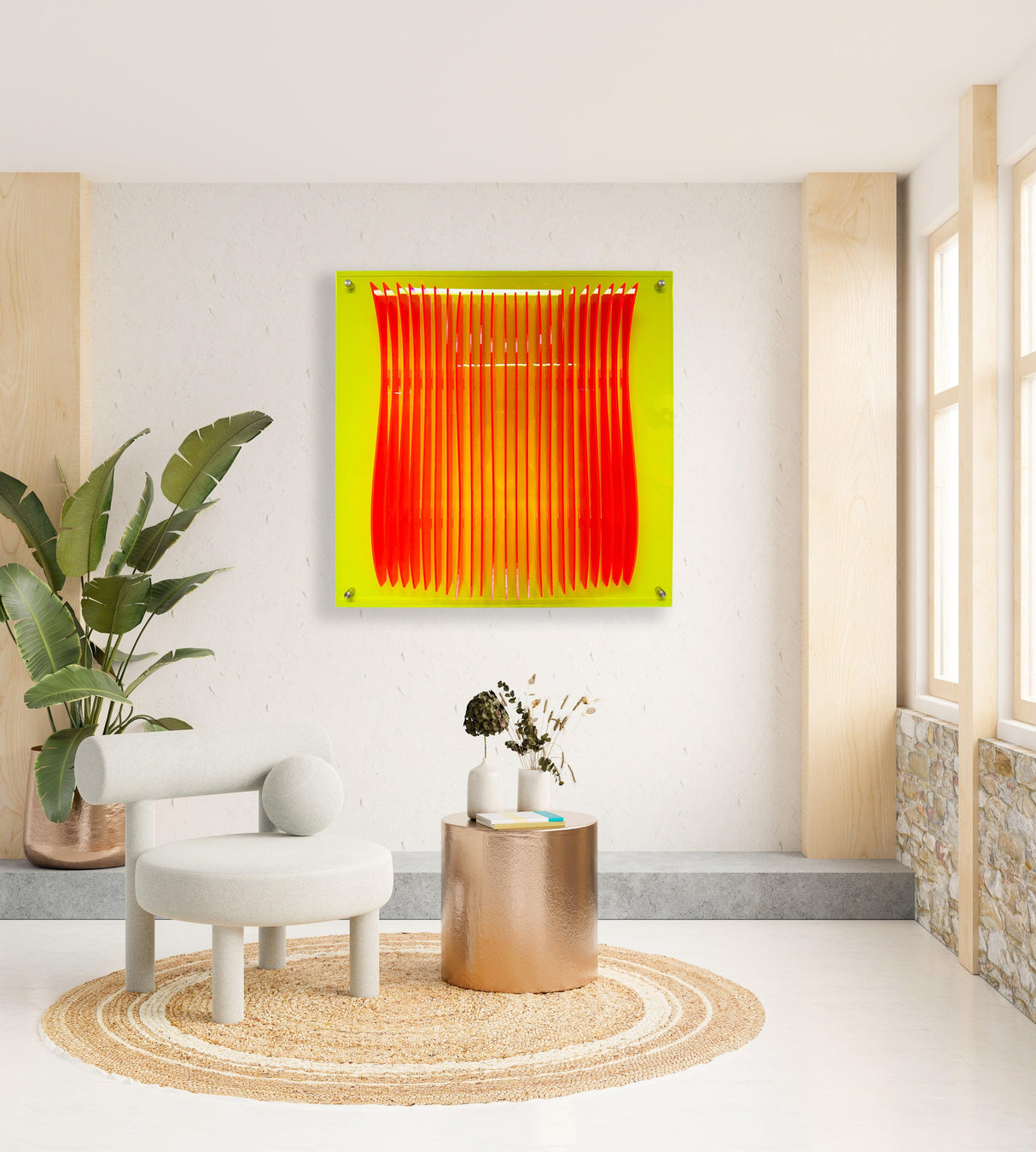 Parametric Wave Wall Art Fluorescent Transparent Acrylic - uniqstiq