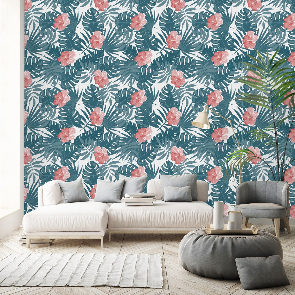 Pink Flowers Wallpaper uniQstiQ Tropical