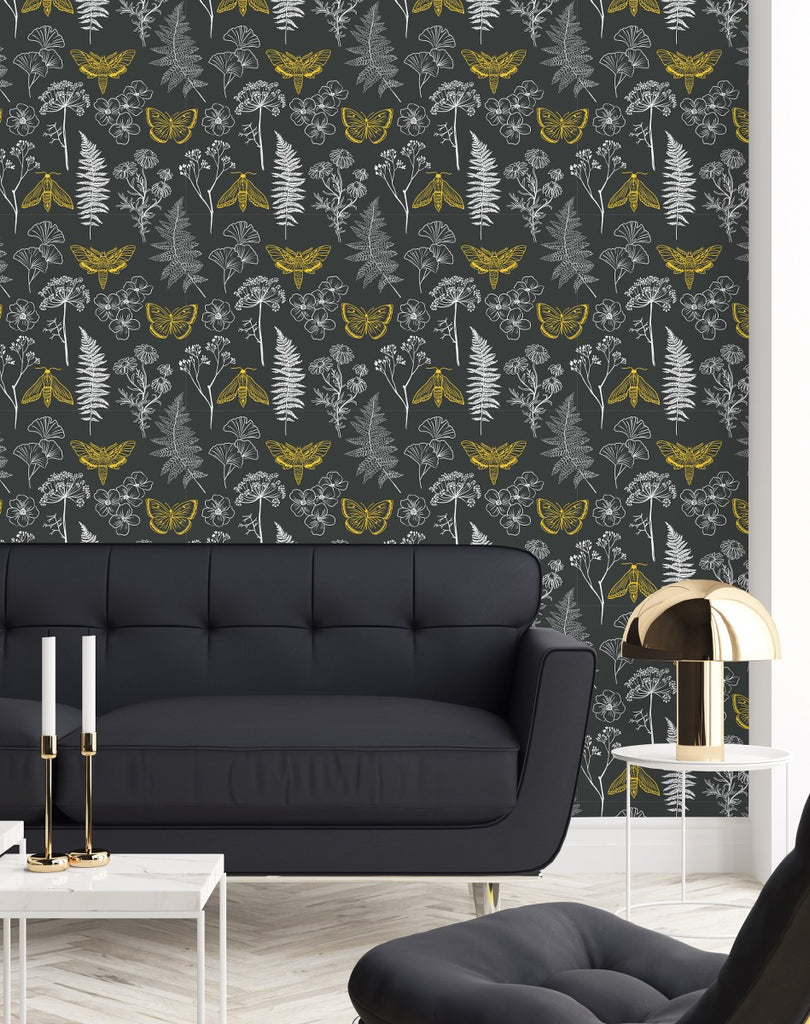 Grey Wallpaper with Wildflowers  uniQstiQ Botanical