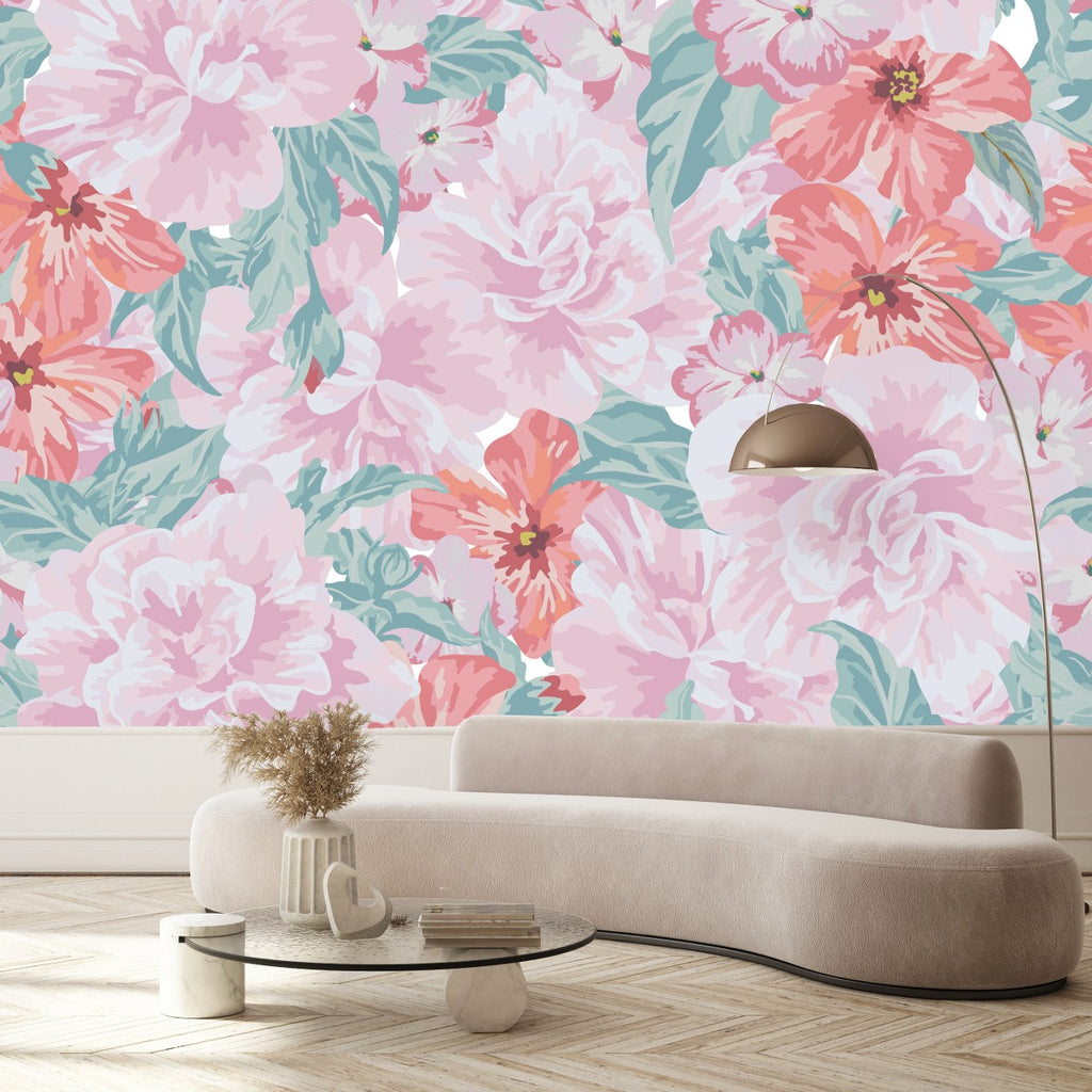 Pink Gentle Flowers Wallpaper uniQstiQ Murals