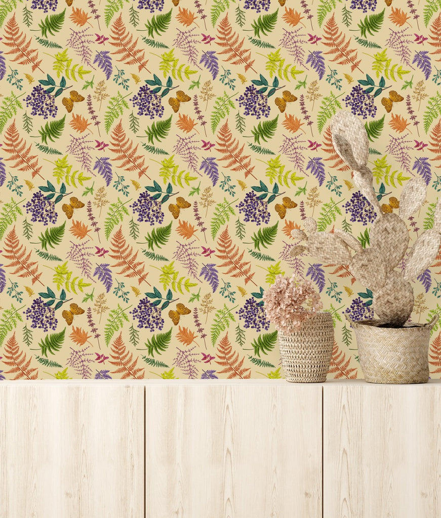 Beige Wallpaper with Ferns uniQstiQ Botanical