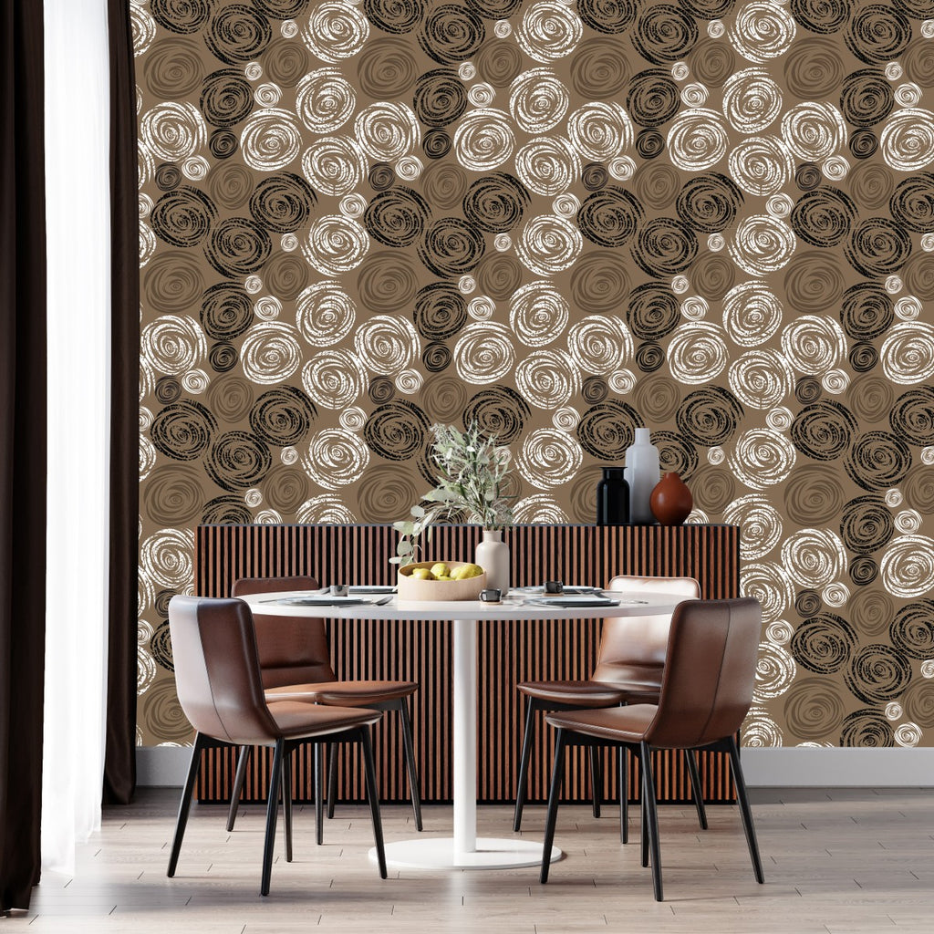 Brown Wallpaper with White Pattern uniQstiQ Geometric