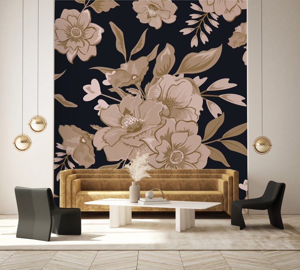 Brown Flowers Wallpaper uniQstiQ Murals