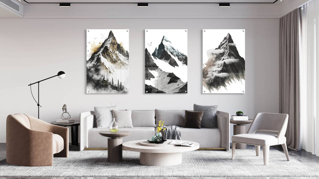 Mountains Pattern Set of 3 Prints Modern Wall Art Modern Artwork Image 2