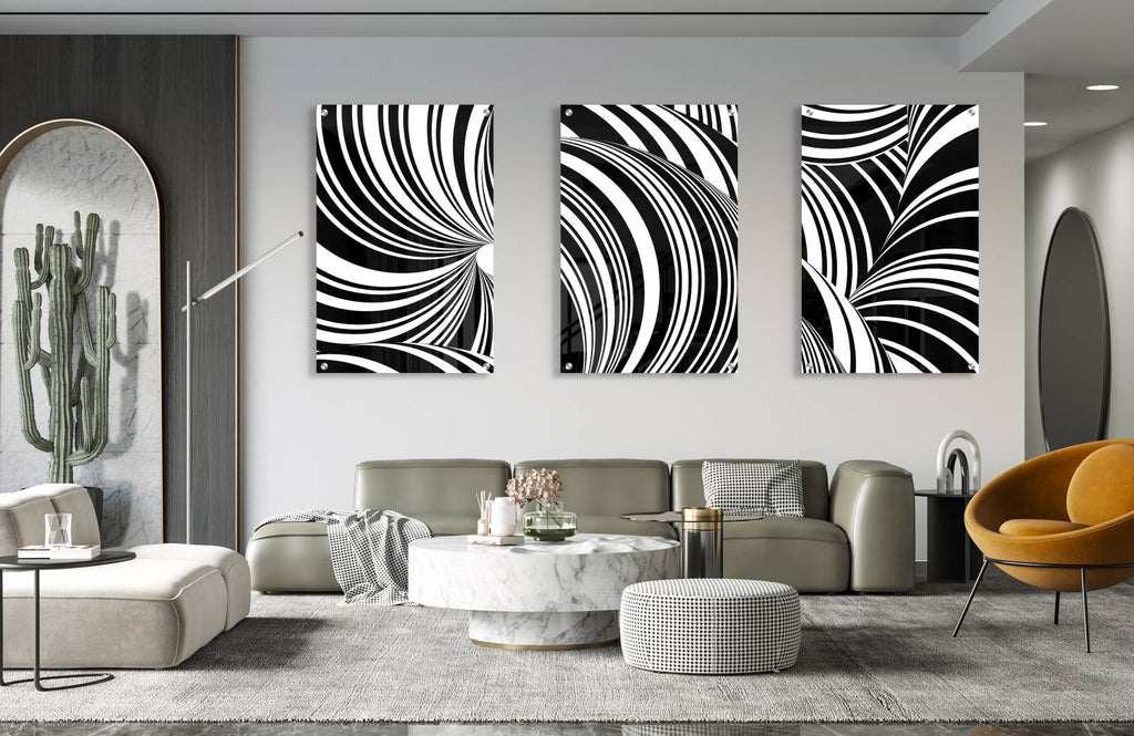 Black and White Design Set of 3 Prints Modern Wall Art Modern Artwork Image 2