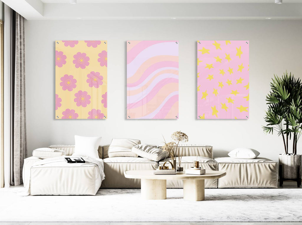 Pink Style Pattern Set of 3 Prints Modern Wall Art Modern Artwork Image 2