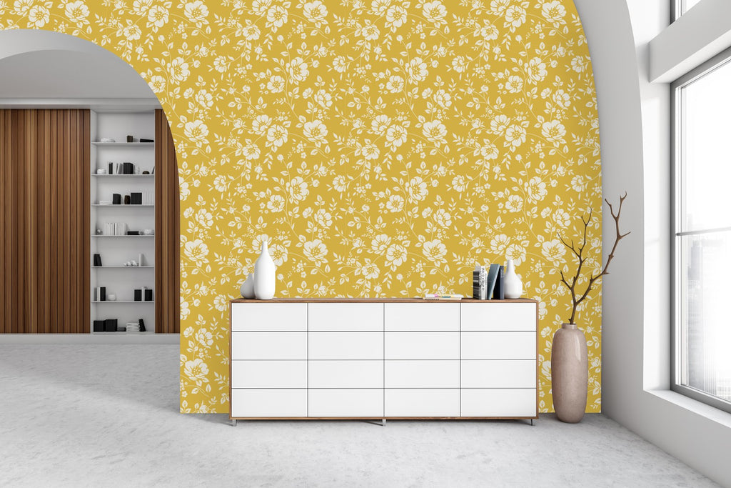 Yellow Floral Wallpaper uniQstiQ Floral