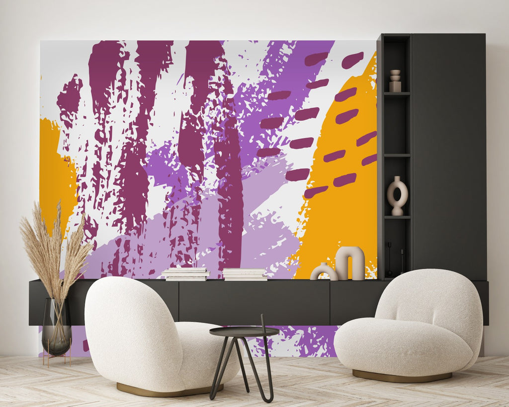 Purple and Yellow Pattern Wallpaper  uniQstiQ Murals