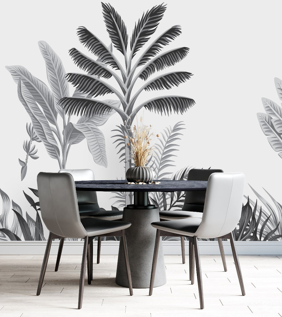 Black&White Palms Pattern Wallpaper uniQstiQ Long Murals