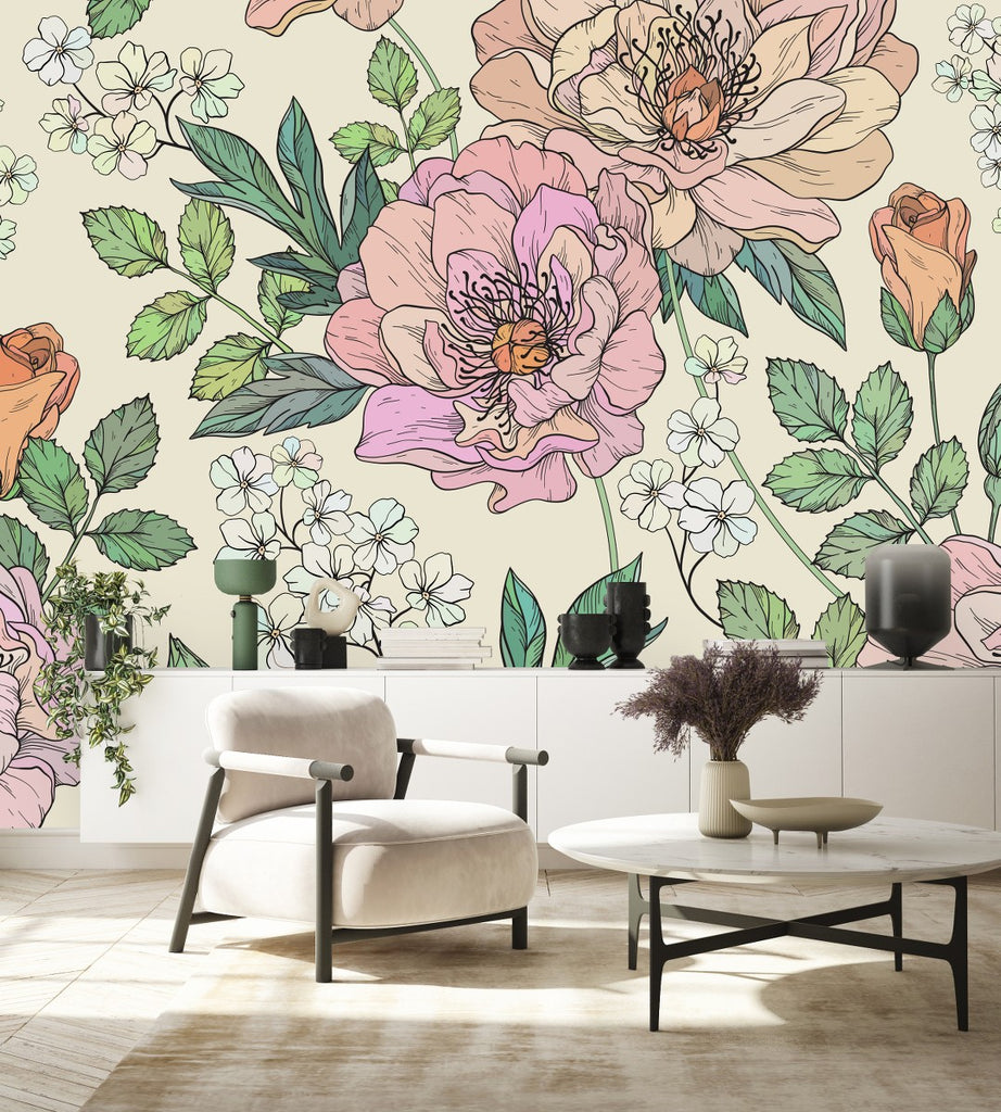 Large Summer Flowers Wallpaper uniQstiQ Murals