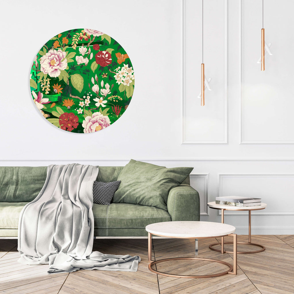 Vintage Flowers Mirrored Acrylic Circles Contemporary Home DǸcor Printed acrylic 