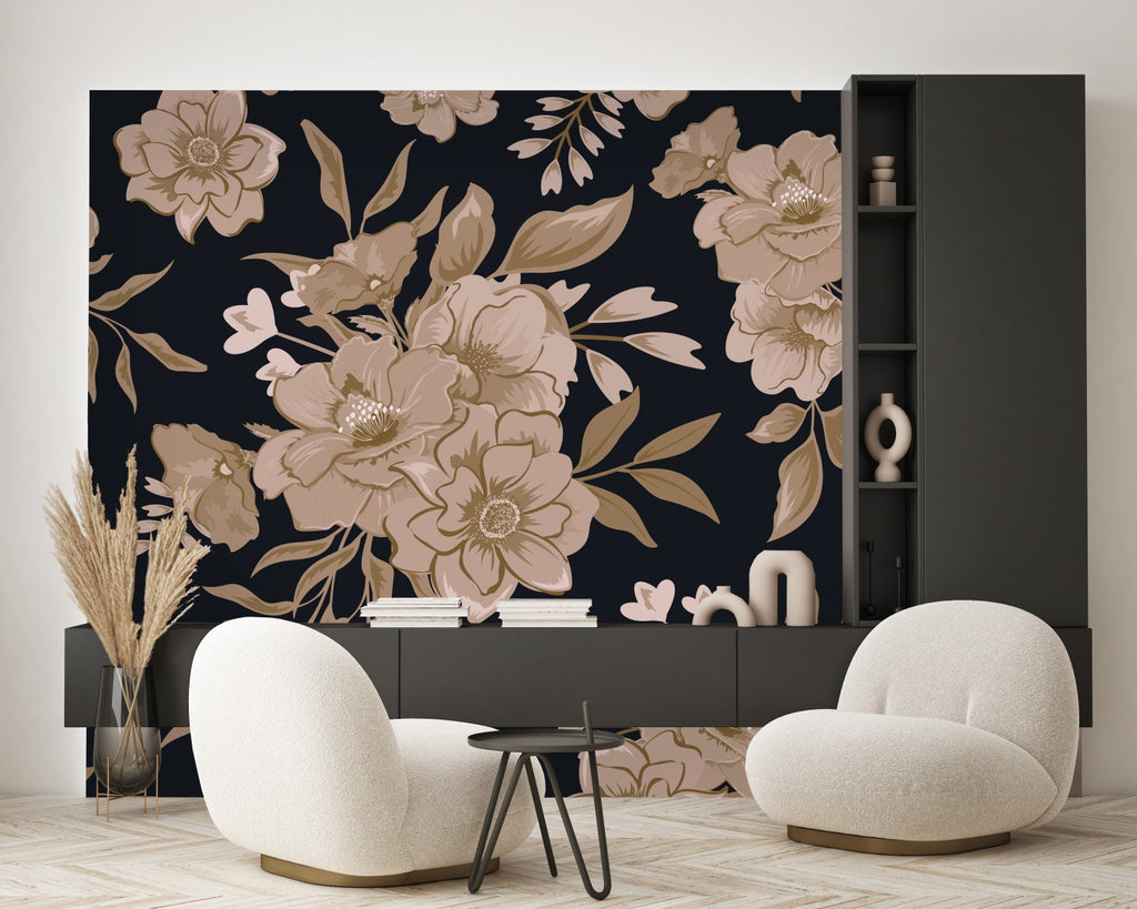 Brown Flowers Wallpaper uniQstiQ Murals