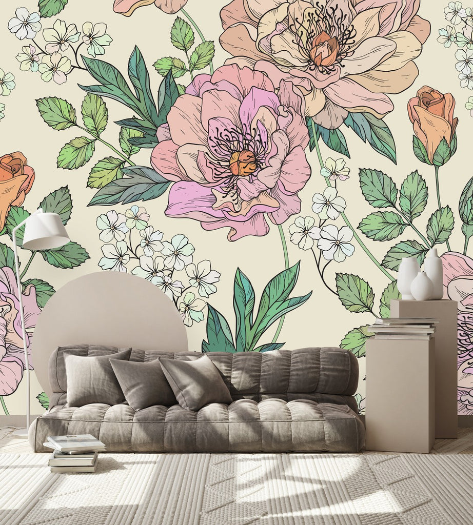 Large Summer Flowers Wallpaper uniQstiQ Murals