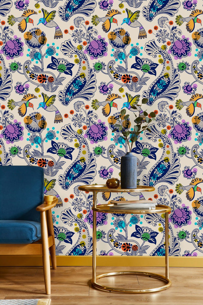 Blue Peacocks Wallpaper