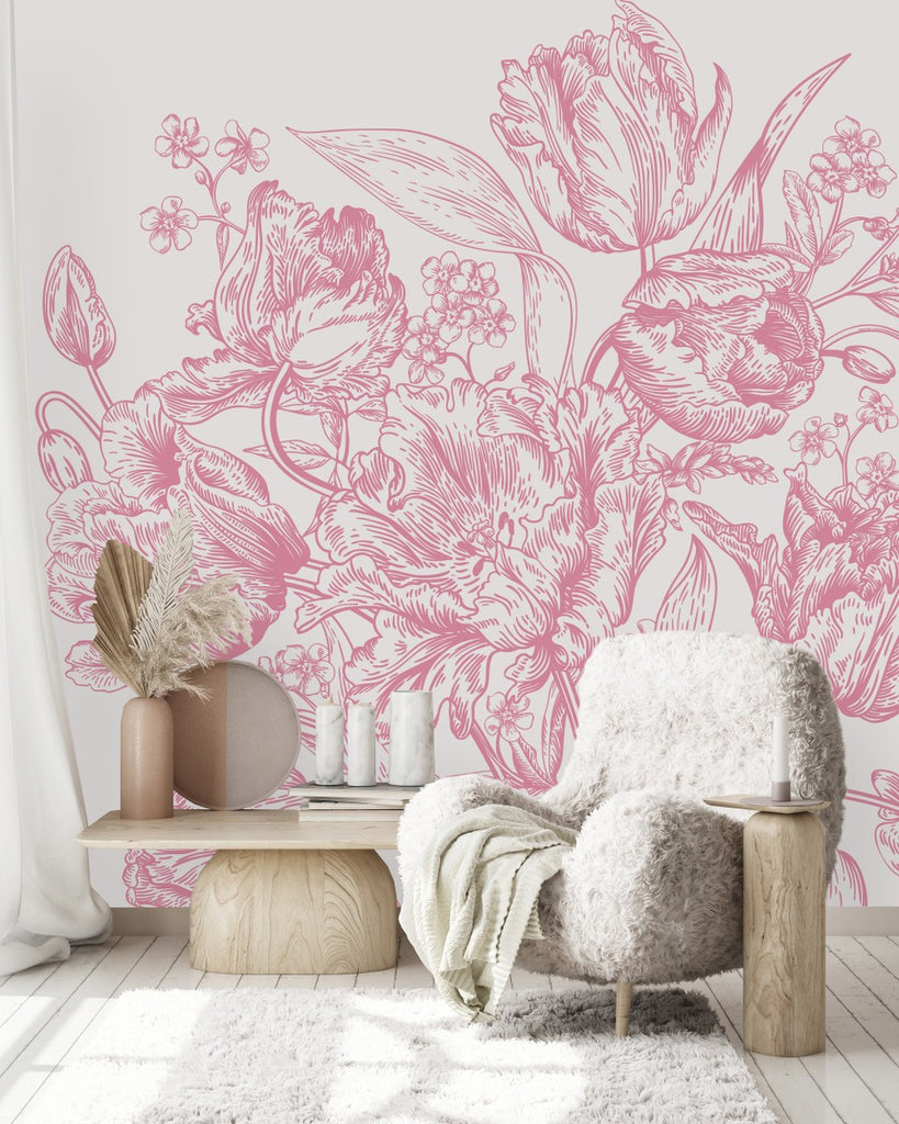 Pink Bouquet Wallpaper  uniQstiQ Murals
