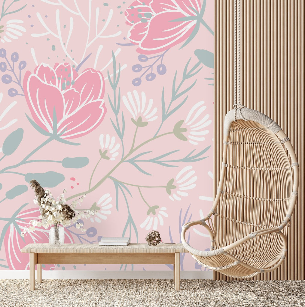 Pink Floral Wallpaper uniQstiQ Murals