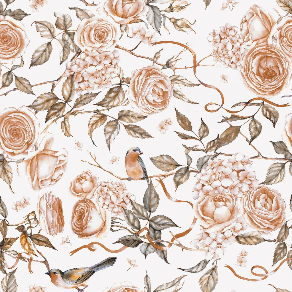 Roses and Birds Wallpaper uniQstiQ Vintage