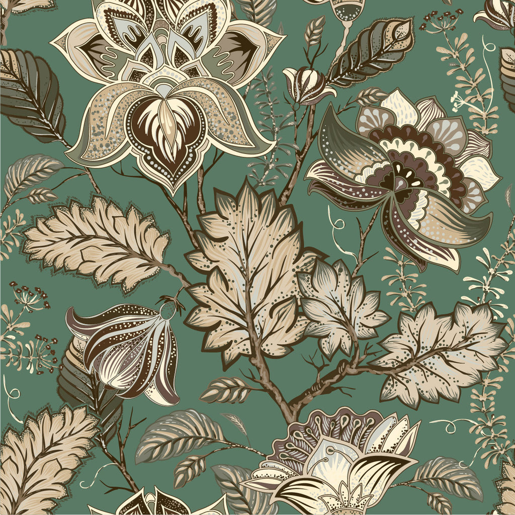 Green Floral Pattern Wallpaper  uniQstiQ Vintage