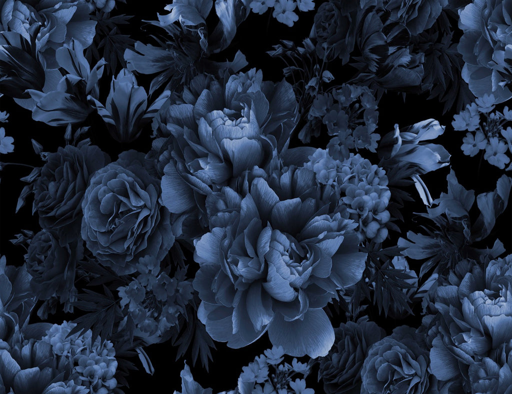Dark Blue Flowers Wallpaper uniQstiQ Long Murals