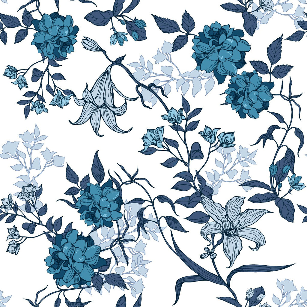 Dark Blue Flowers Wallpaper uniQstiQ Floral