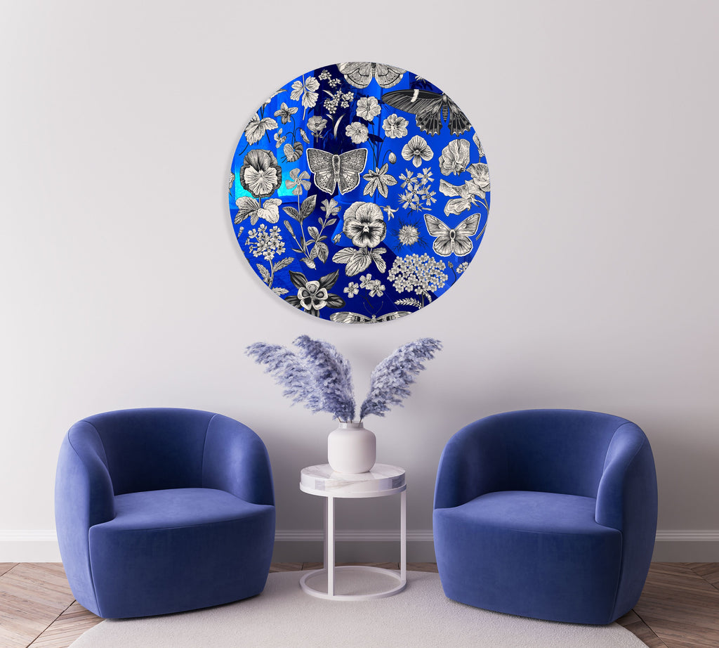 Black and White Pattern Mirrored Acrylic Circles Contemporary Home DǸcor Printed acrylic 