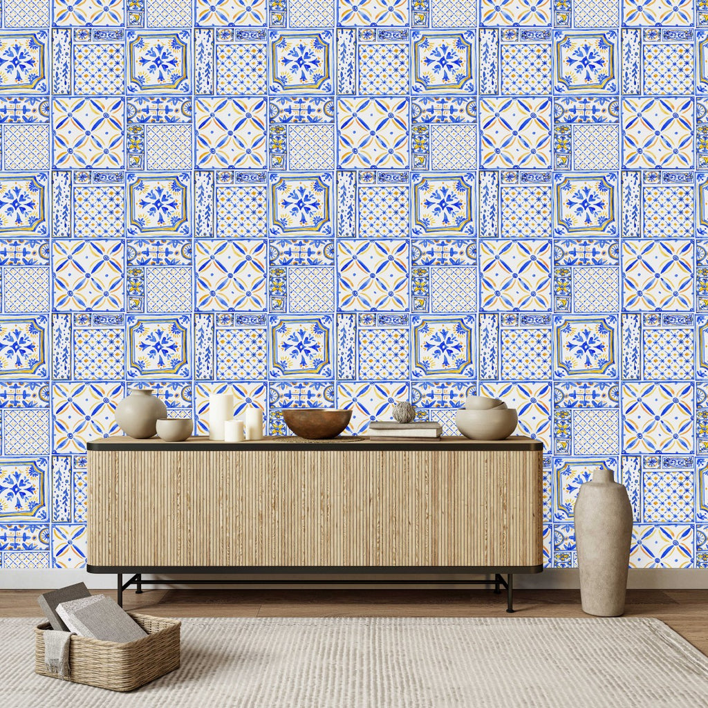 Blue Geometrical Design Wallpaper uniQstiQ Geometric