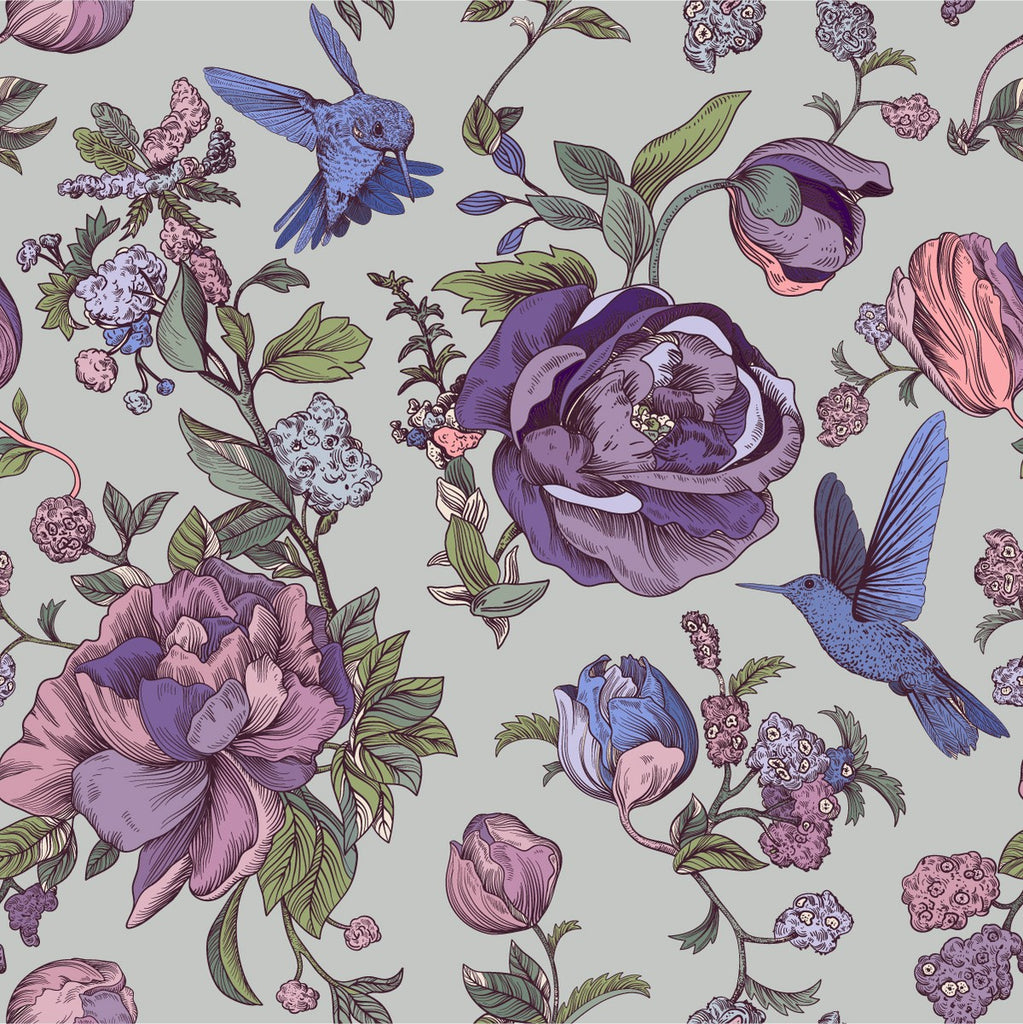 Purple Flowers Wallpaper uniQstiQ Vintage