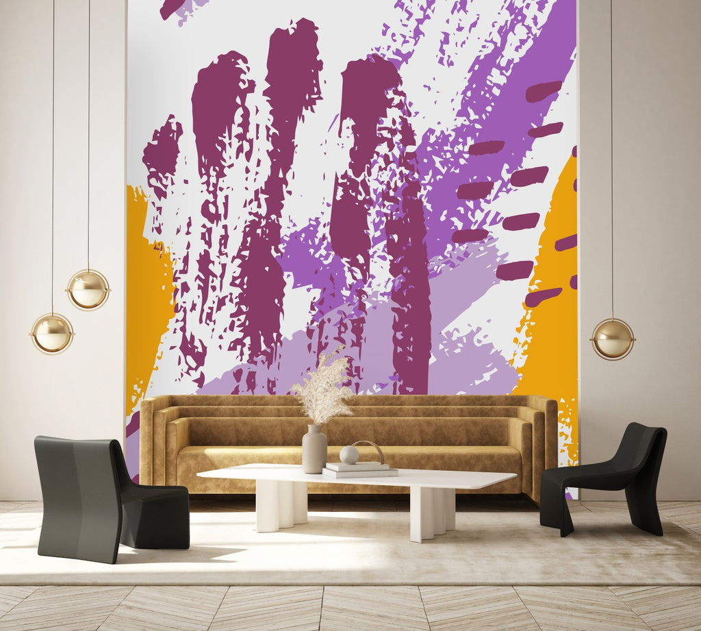 Purple and Yellow Pattern Wallpaper  uniQstiQ Murals