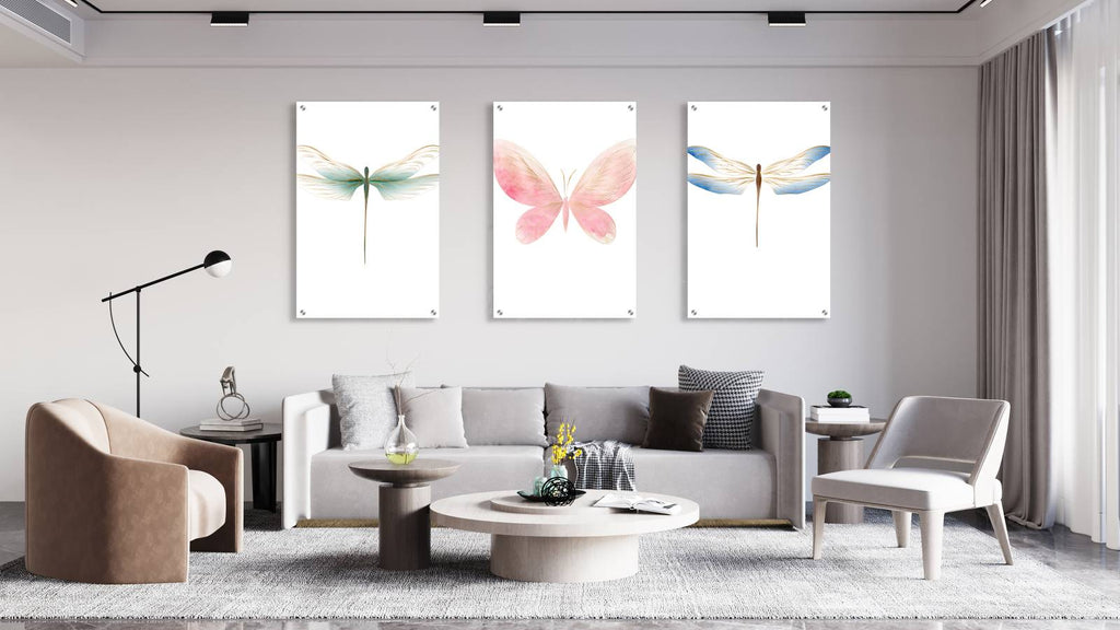 Dragonfly Ornaments Set of 3 Prints Modern Wall Art Modern Artwork Image 1
