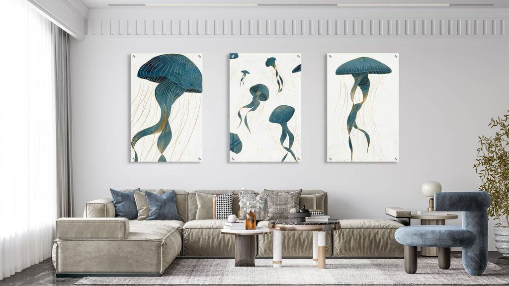 Jellyfish Pattern Set of 3 Prints Modern Wall Art Modern Artwork Image 2