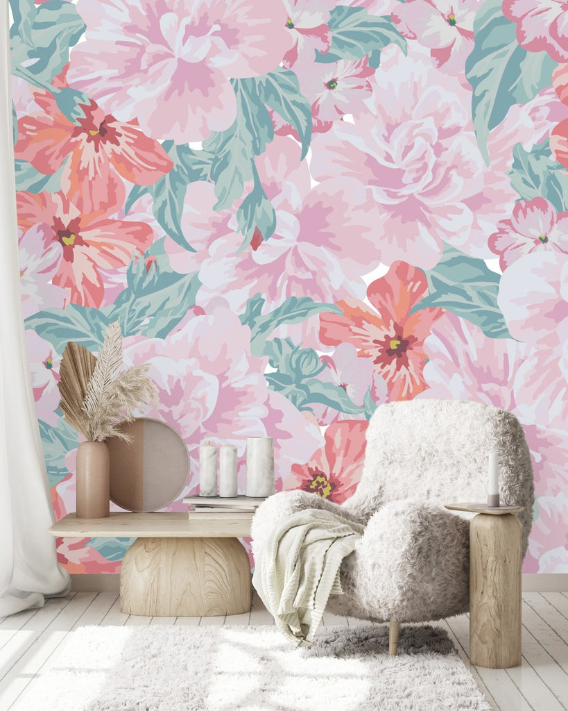 Pink Gentle Flowers Wallpaper uniQstiQ Murals