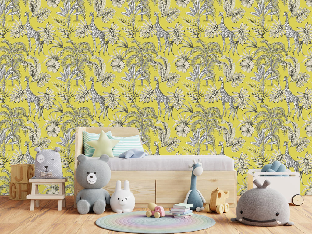 Giraffe on Yellow Wallpaper uniQstiQ Kids