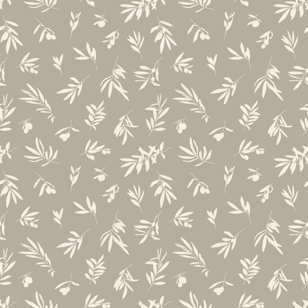 Grey Wallpaper with Olive Leaves  uniQstiQ Botanical