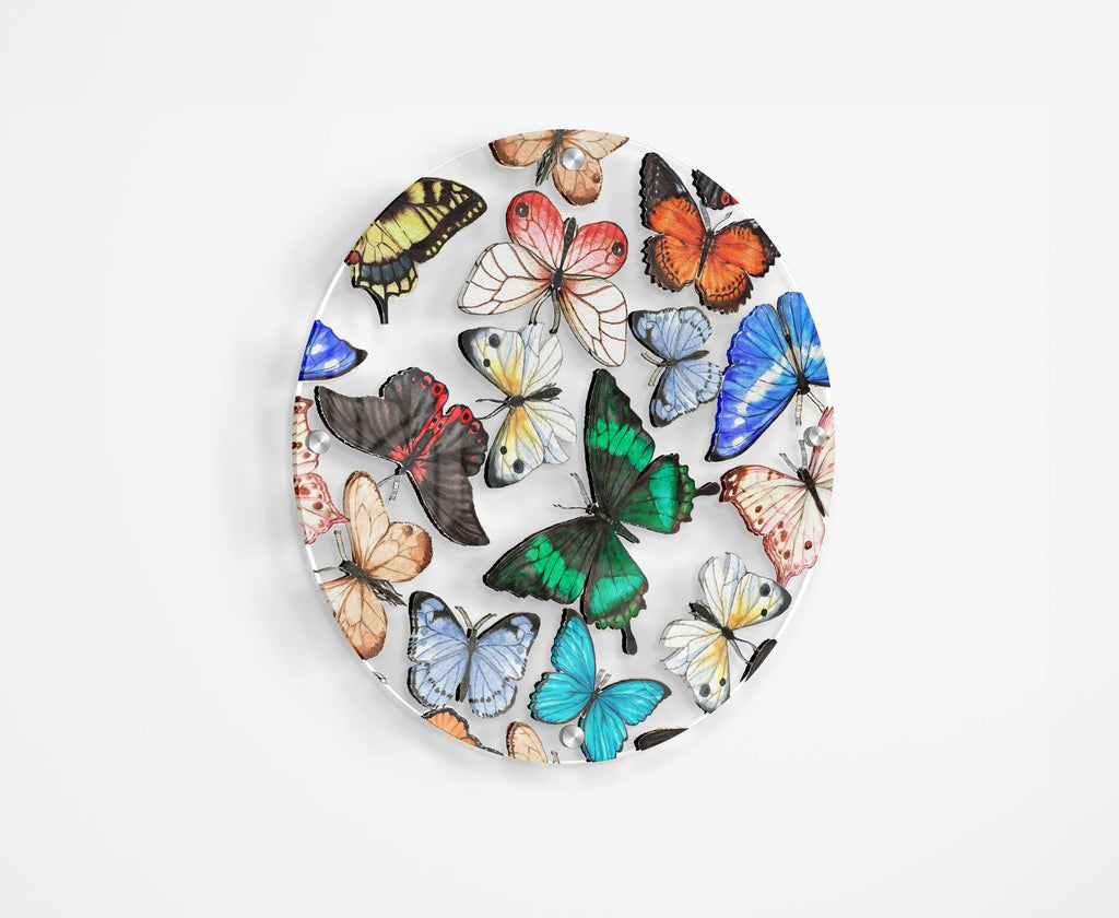 Butterflies Printed Transparent Acrylic Circle