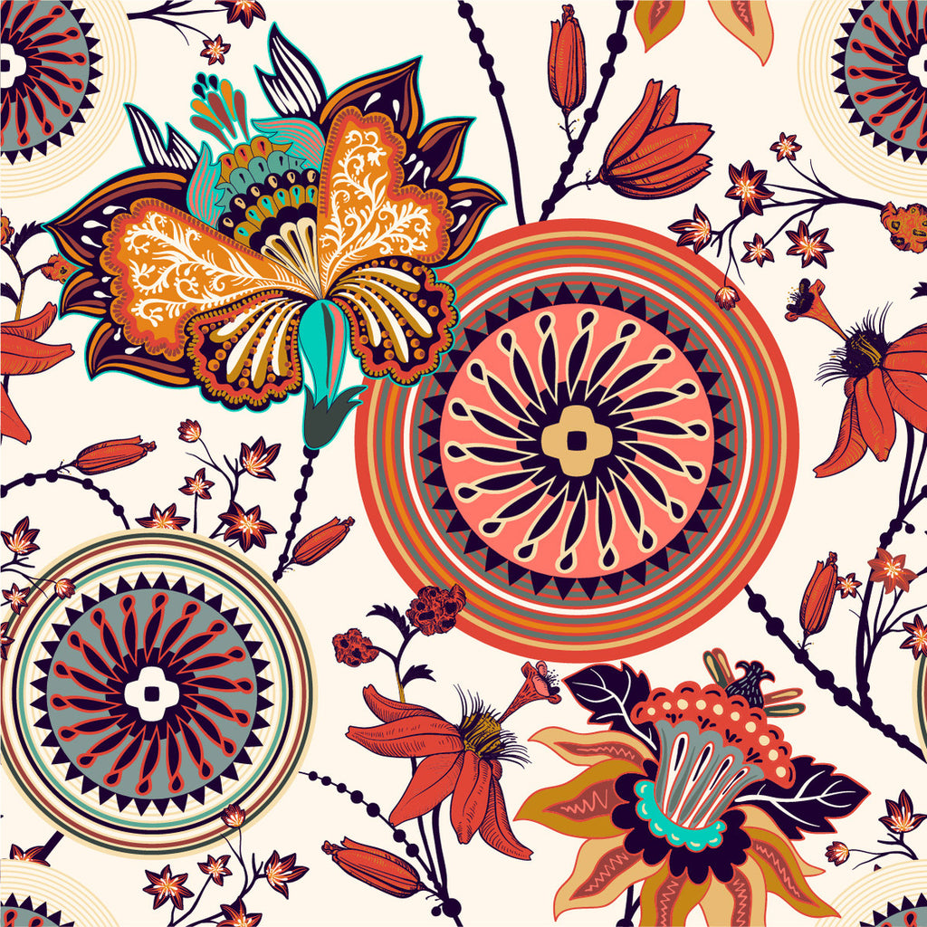 Mandala and Flowers Wallpaper uniQstiQ Vintage