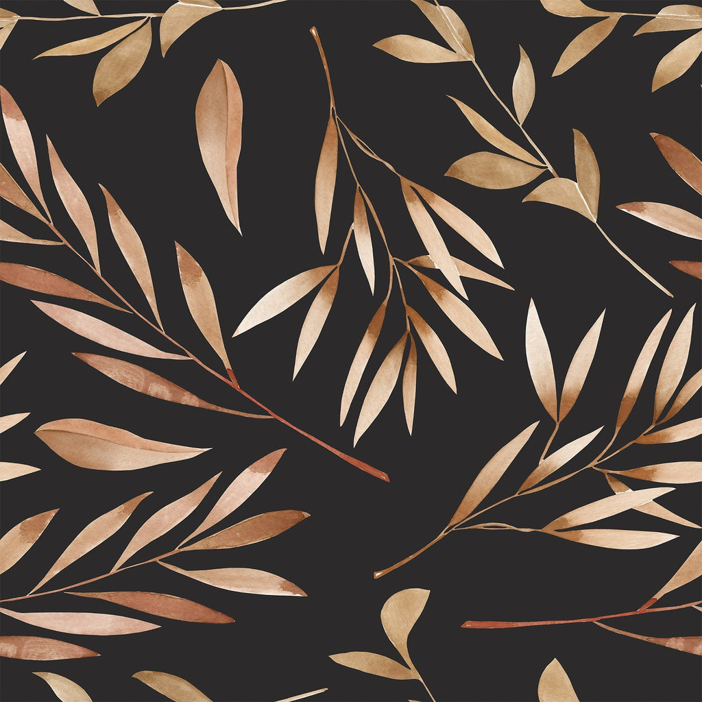 Brown Leaves on Dark Wallpaper  uniQstiQ Botanical