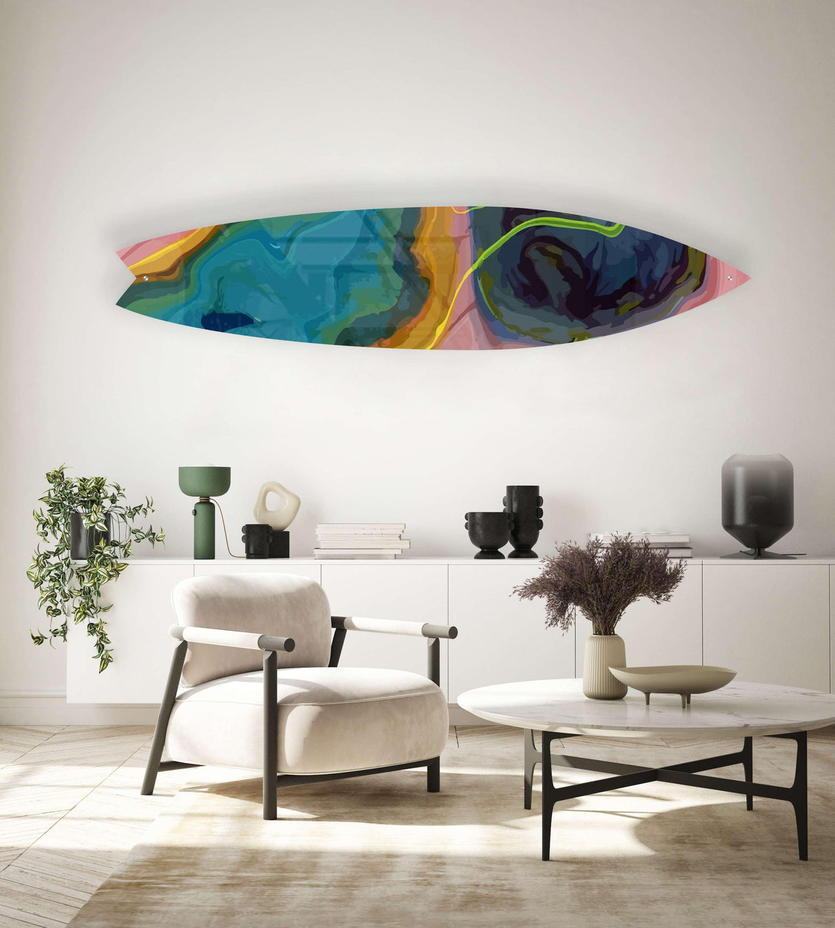 Abstract Swirl Acrylic Surfboard Wall Art - uniqstiq