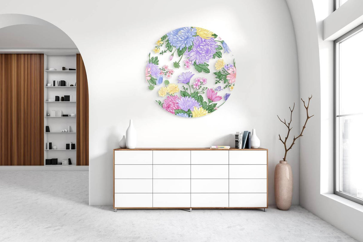 Asters Pattern Printed Transparent Acrylic Circle - uniqstiq