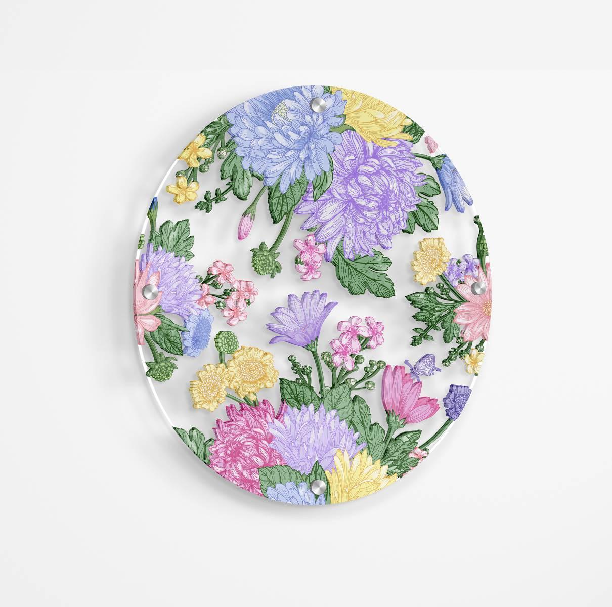 Asters Pattern Printed Transparent Acrylic Circle - uniqstiq